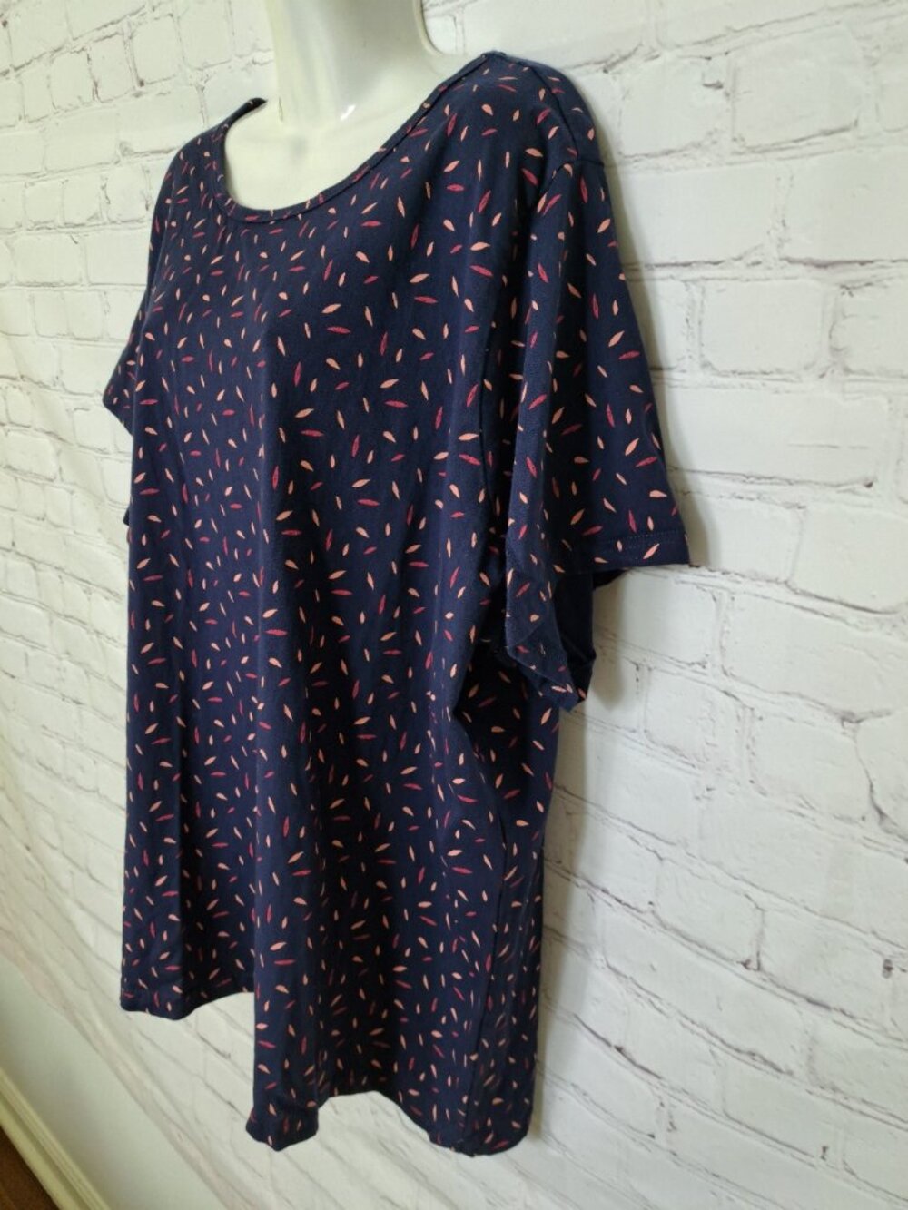 Basic Editions 100% Cotton Leaf Print T Shirt Size 3X - Picture 2 of 7